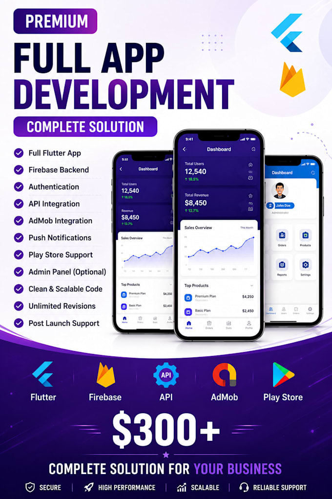 develop flutter android and ios mobile app