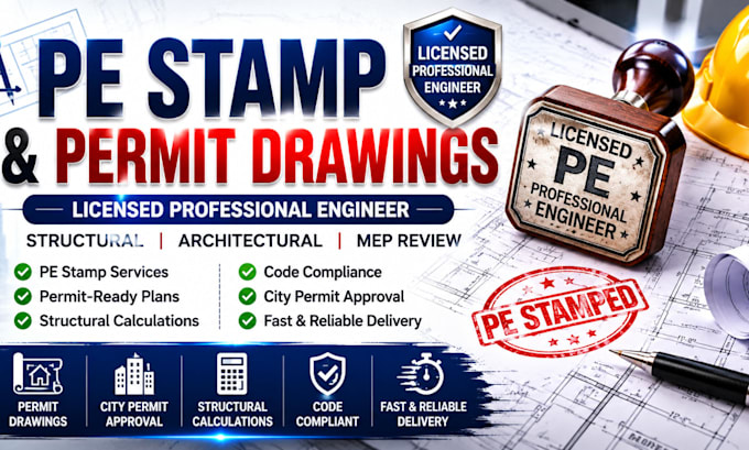 provide pe stamp, permit drawings and structural engineer review