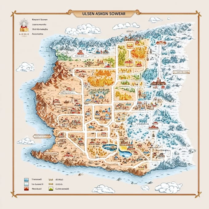 create educational geography map illustration for learning