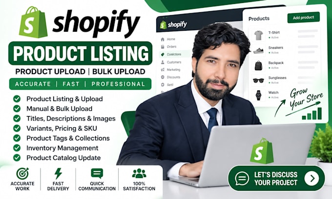 be your shopify expert for product listing, bulk upload and management