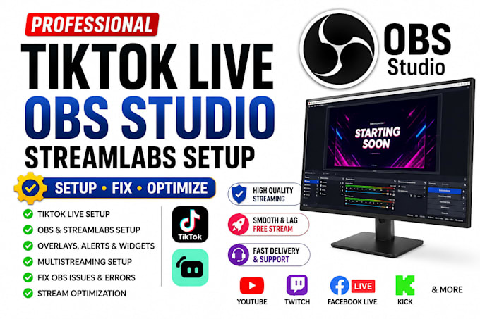 setup tiktok live obs studio streamlabs fix obs studio youtube twitch