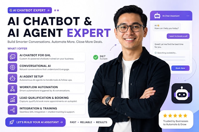 build gohighlevel ai agent, chatbot,  ghl automation workflows conversational ai