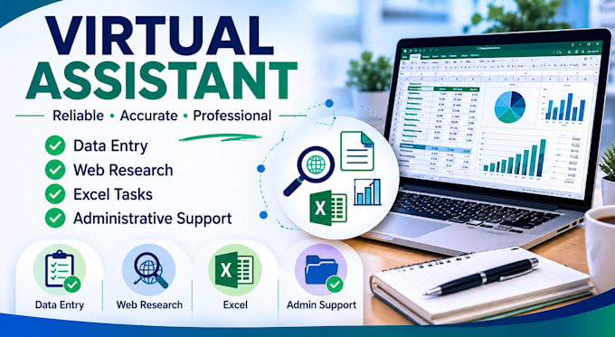do data entry, web research and virtual assistant tasks