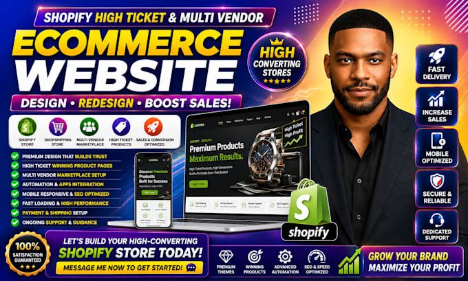 build redesign shopify high ticket multivendor dropshipping website store design