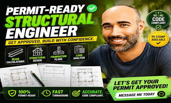 create structural design, beam sizing load calculations and foundation plans