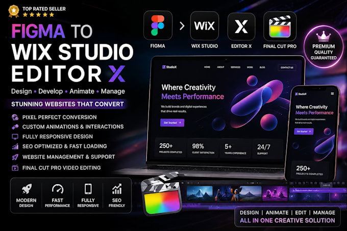 figma to wix studio editor x final cut pro custom animation website manager