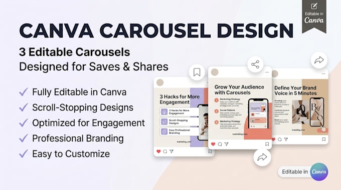 canva carousel design, editable carousels for saves and shares
