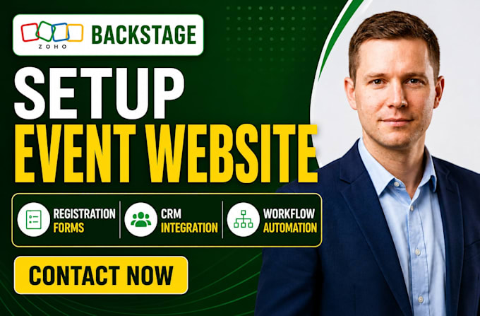 setup zoho backstage event website zoho registration forms crm workflow