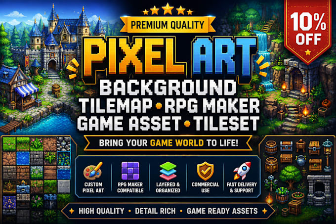 do pixel art background, pixel tilemap rpg maker pixel game asset pixel tileset
