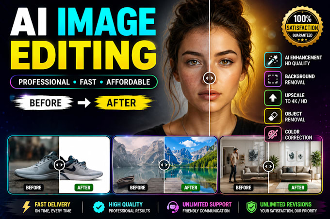 do ai image editing, background removal and upscale