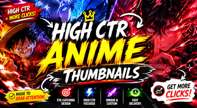 design high CTR anime youtube thumbnails