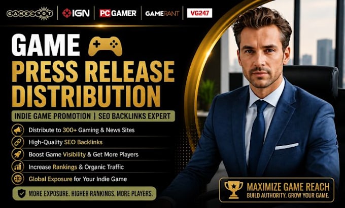 write game press release distribution indie game promotion seo backlinks expert