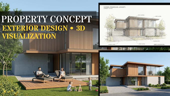 design property concept, exterior design and architectural visualization