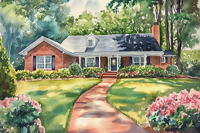 paint watercolor house portrait
