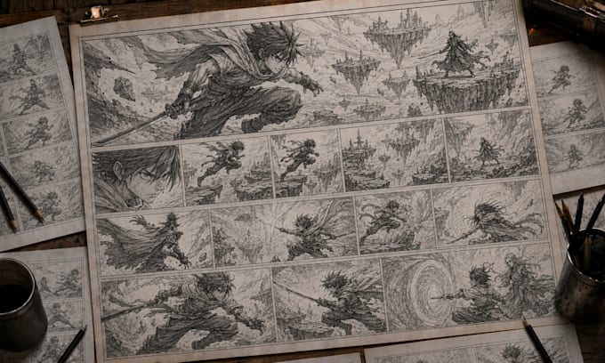 create animation and anime storyboard illustrations