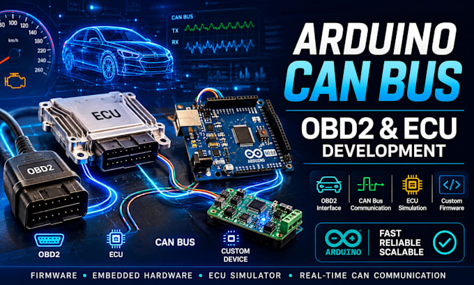 develop arduino can bus obd2 ecu simulator firmware and embedded hardware device