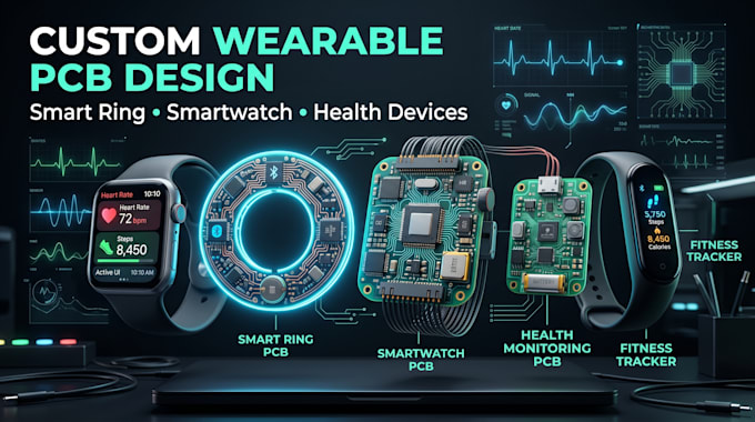 develop wearable smart ring, smartwatch pcb and electronics prototype devices