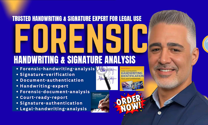 do forensic handwriting, signature analysis, report writing, image analysis