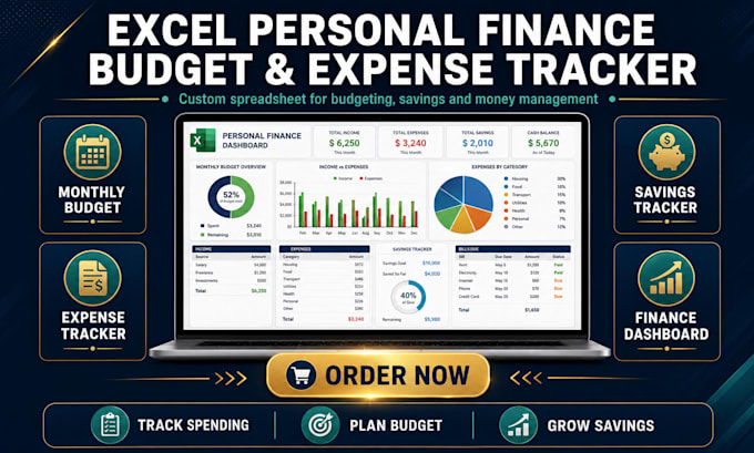 create excel spreadsheet, personal finance, budget planner and expense tracker