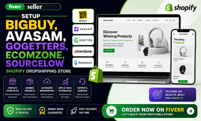 setup bigbuy avasam gogetters ecomzone sourcelow shopify dropshipping store