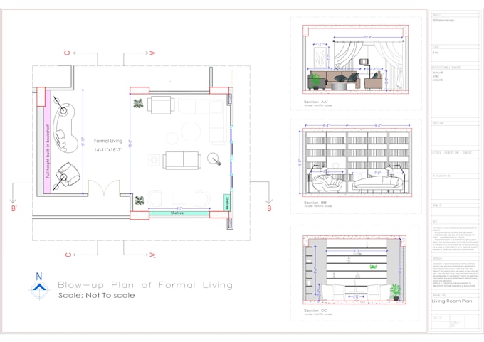 draw autocad 2d plan, furniture layout, section and elevation