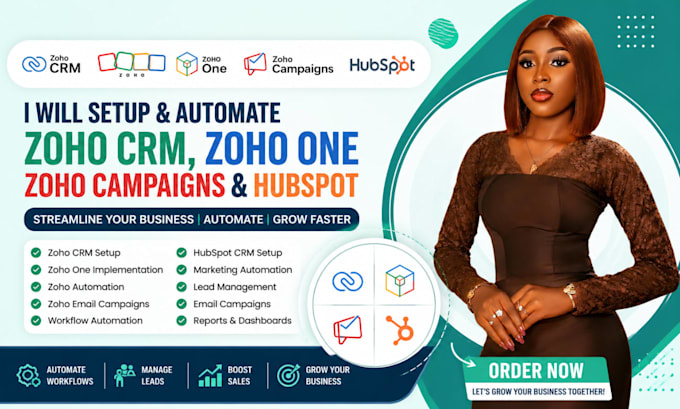 setup zoho CRM, zoho email campaigns, zoho one, zoho automation expert, hubspot