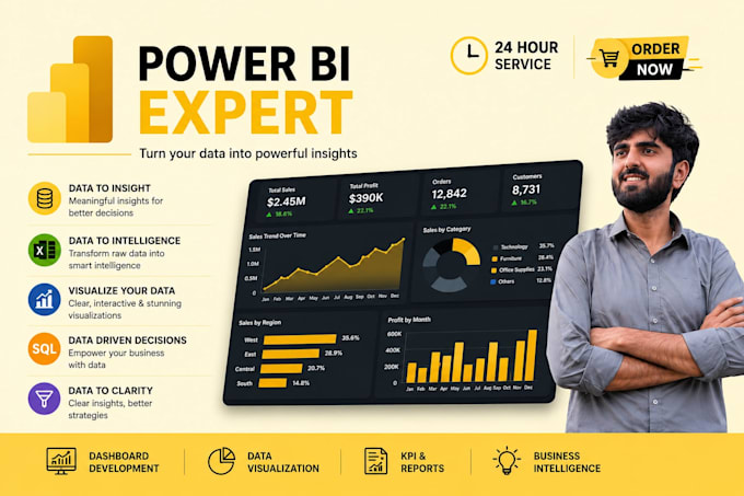 build power bi dashboards, kpi reports, dax measures and data analytics