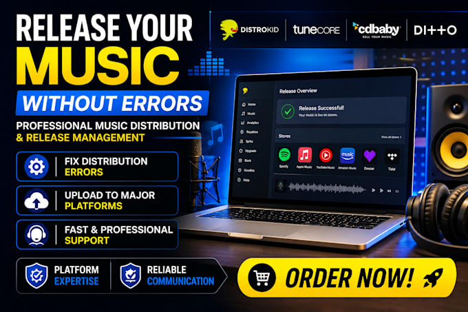 fix and distribute your music on distrokid tunecore cd baby and ditto