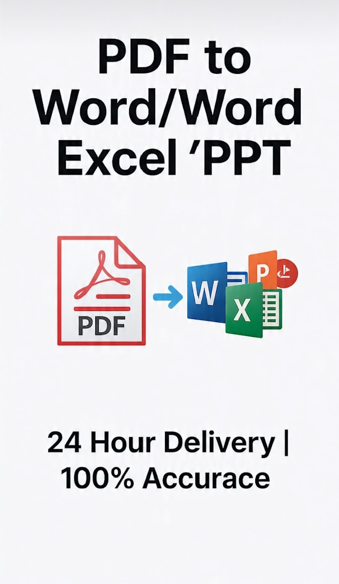 convert PDF to word excel PPT in 24 hours