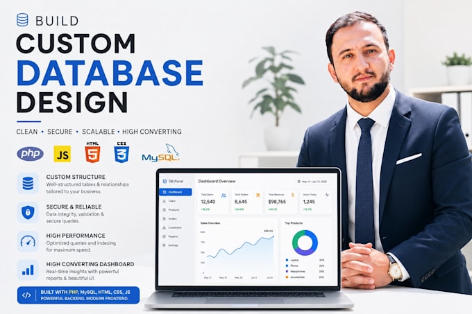 build custom database, admin panel, dashboard in PHP mysql