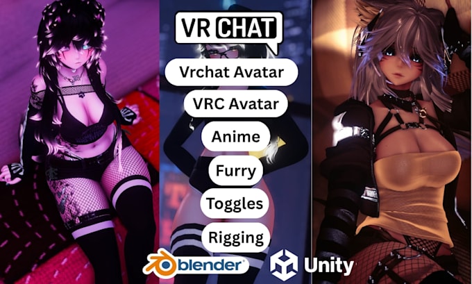 custom vrchat avatar vr character vrc avatar, nsfw 3d model vr chat commission