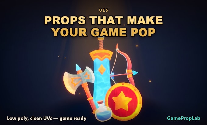 create stylized cartoon 3d props game ready for unity and unreal