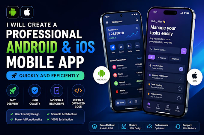 create a professional android and ios mobile app quickly and efficiently