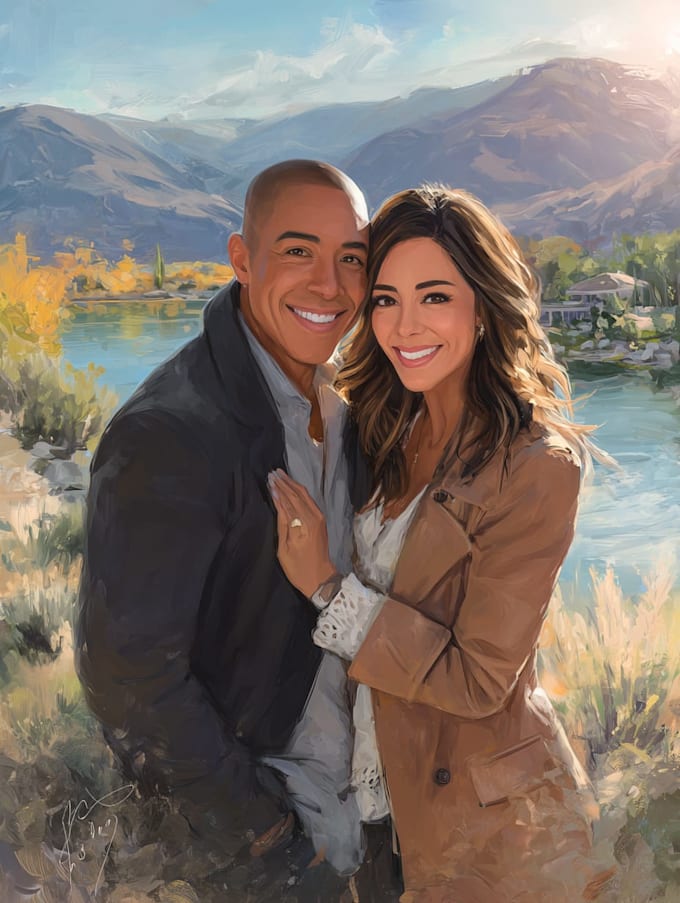 draw custom couple portraits for you