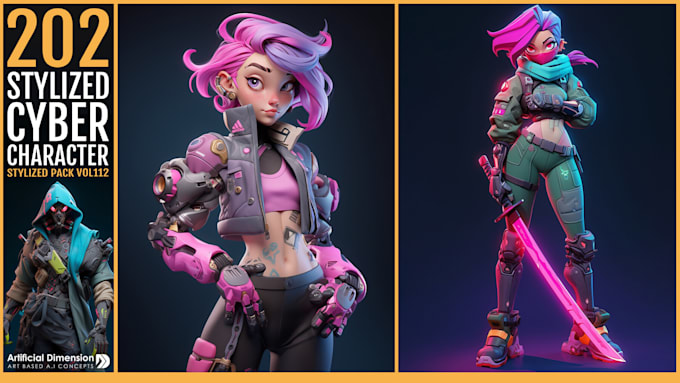 design cyberpunk character, original character design