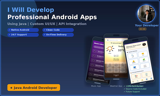develop a professional native android app using java