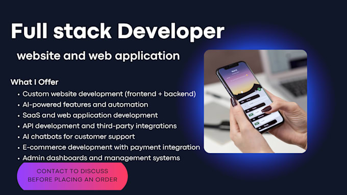 build custom full stack website and web application, frontend, backend developer