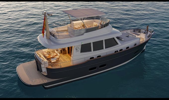 create 3d ship modeling boat design rendering and boat animation