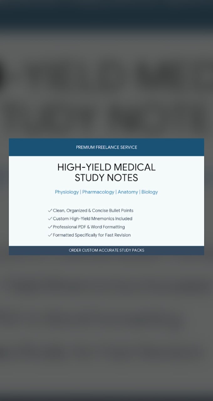 write high yield medical study notes