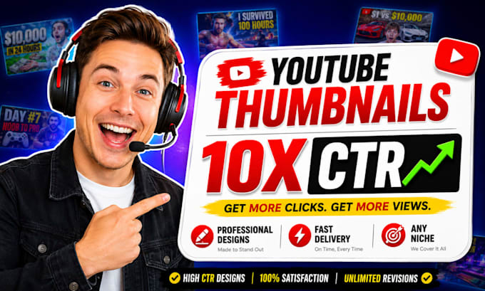 create CTR boosting youtube thumbnail in 24hrs