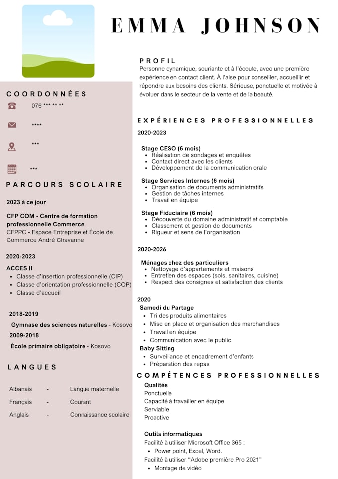 create a professional and modern CV resume design