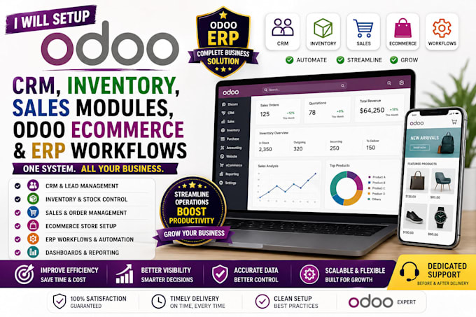 setup odoo crm inventory sales ecommerce modules and erp workflows