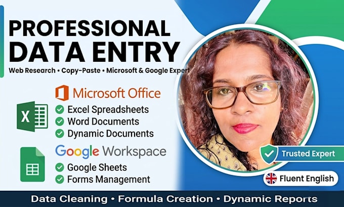 do expert data entry, excel, and google sheets work