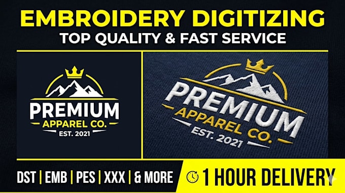 do embroidery digitizing logo into emb dst pes