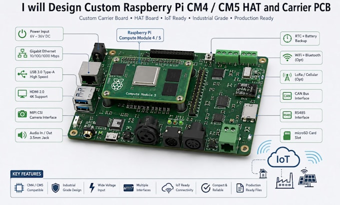design custom raspberry pi cm4 cm4 hat and carrier board pcb