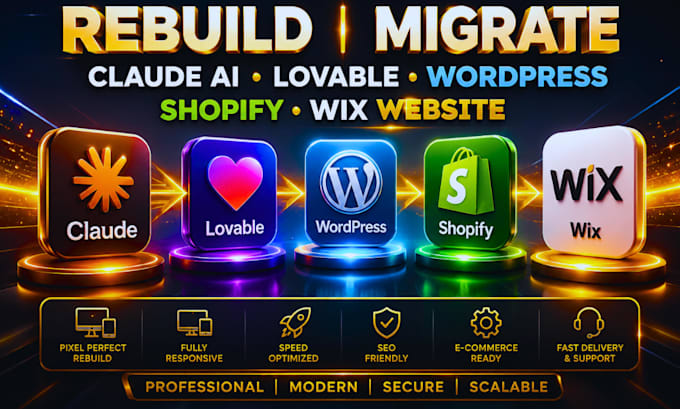 rebuild migrate claude ai lovable website to wordpress shopify wix migration