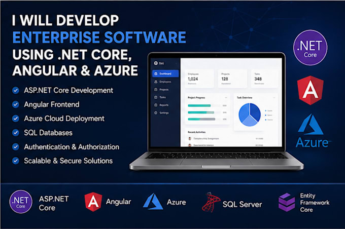 develop enterprise software using dotnet core angular and azure