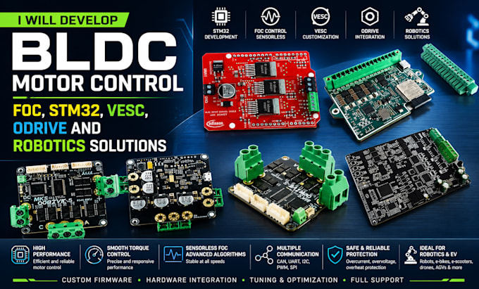 design bldc motor control foc stm32 vesc odrive and robotics solution