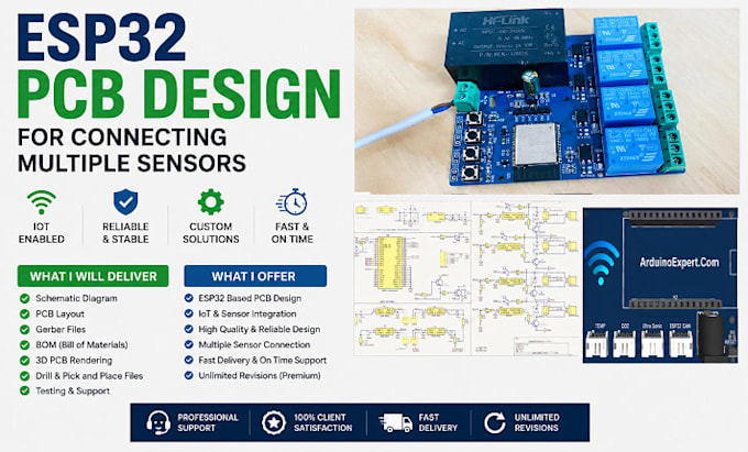 design esp32 pcb, iot hardware and wireless embedded systems