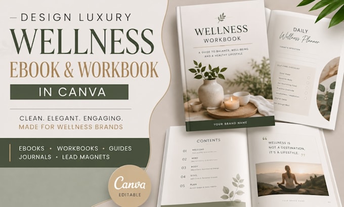 design luxury wellness ebook and workbook in canva
